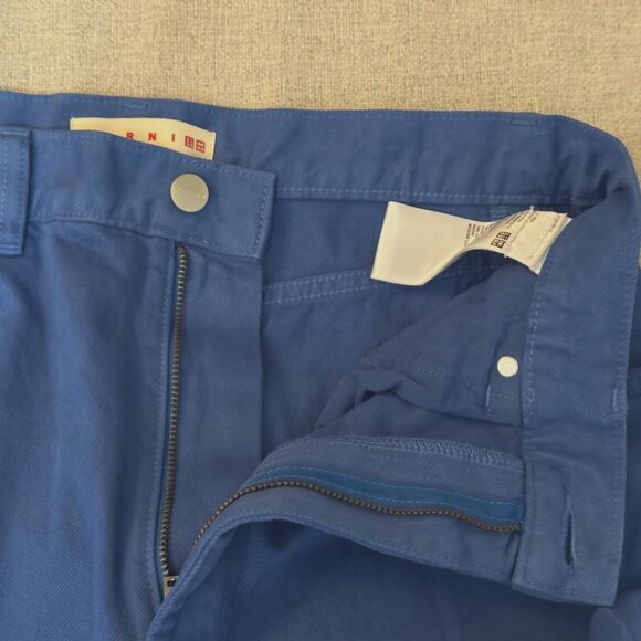 UNIQLO x MARNI 5-Pocket High Rise Baggy Denim Jeans, 100% Cotton, Cobalt Blue - Picture 12 of 15